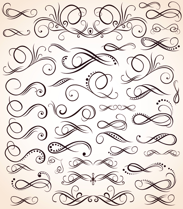 pattern design elements classical flat seamless curves sketch