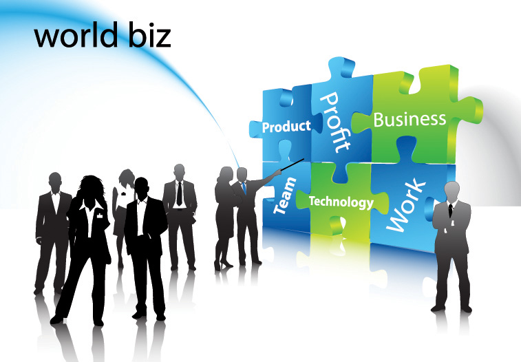 business background people puzzle joints modern 3d design