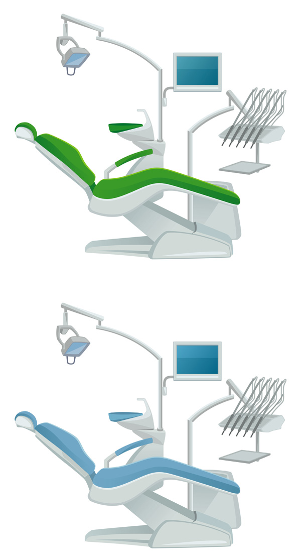 dental equipment icons modern 3d colored sketch