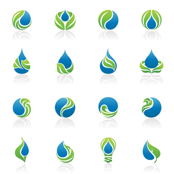 eco logotypes collection green blue curves rounded decor