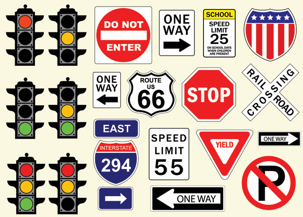 traffic signs templates colored classical flat design