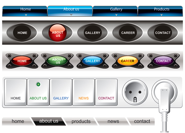 web navigation templates modern shaped buttons decor