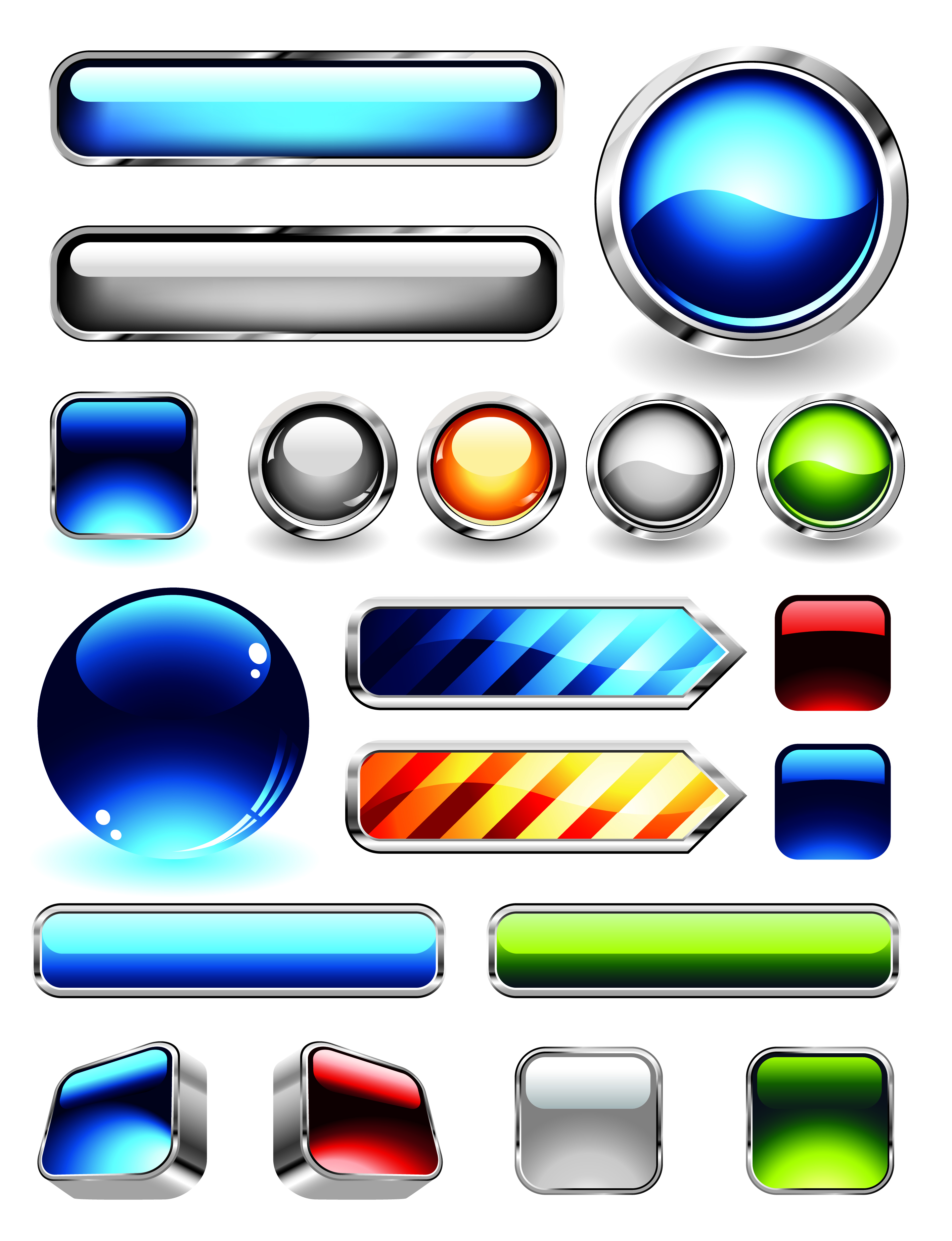 button templates modern shiny colored shapes