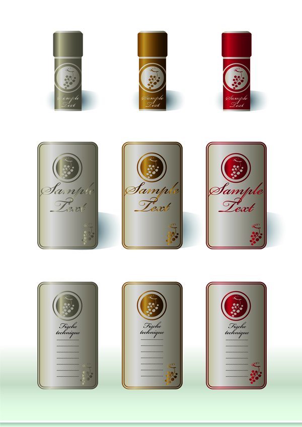 wine labels templates colored shiny decor grape icons