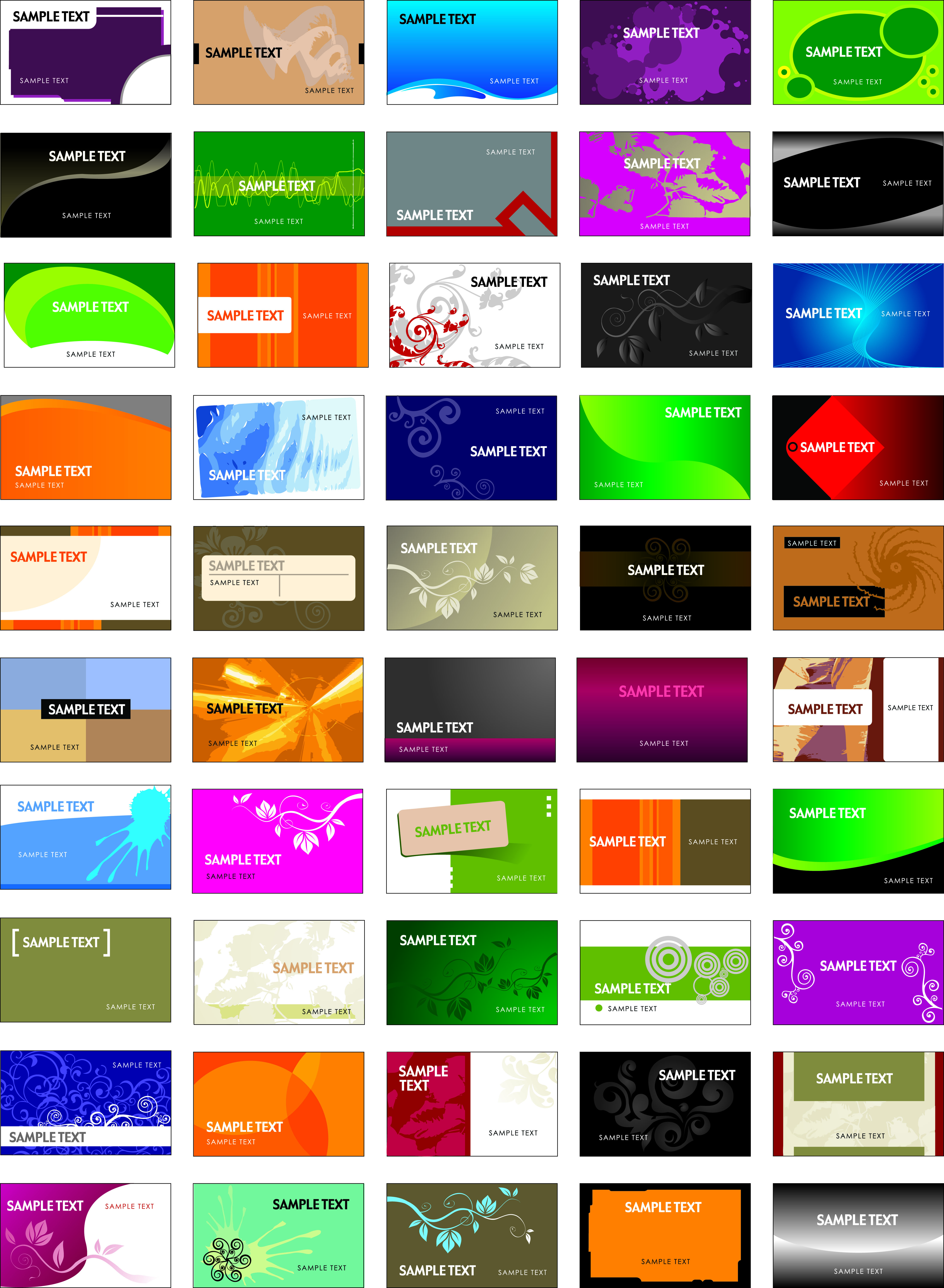 card templates collection colorful modern design