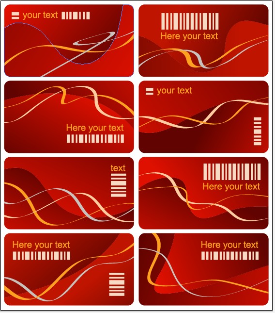 vip card templates bar code abstract curves ornament