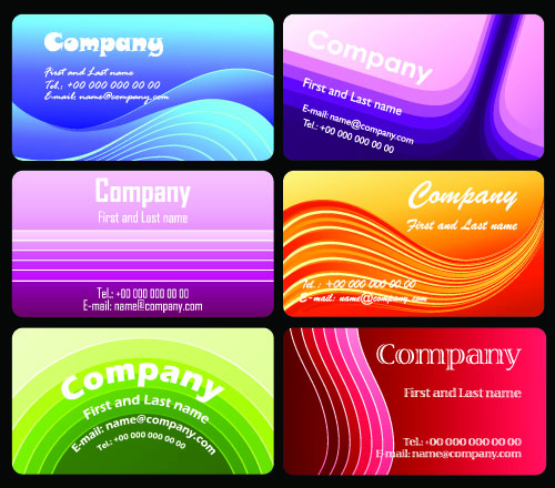 business card templates colorful dynamic curves decor