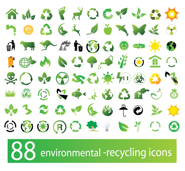 eco design elements green symbols flat design