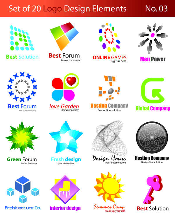 logo templates modern design multicolored 3d flat shapes