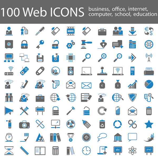 web icons collection simple flat shapes design