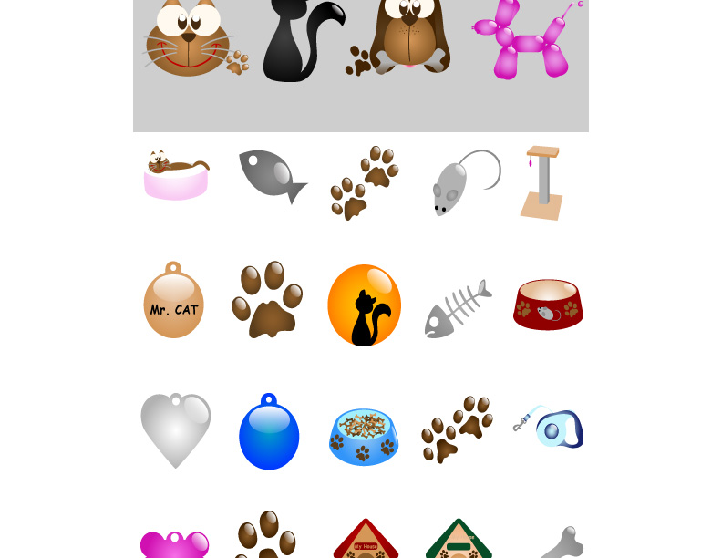 animal icons dog cat pet theme colored design