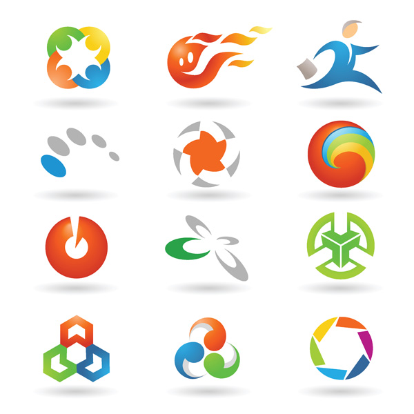 logotypes collection colorful flat shapes ornament