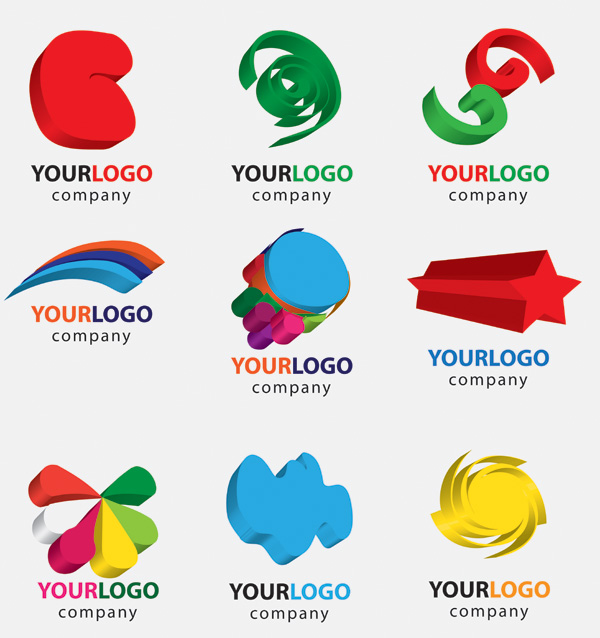 logotypes collection colored 3d shapes ornament