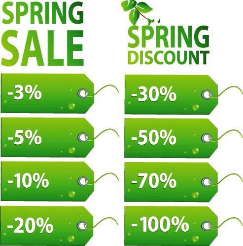 sales tags templates wet green decor vertical design