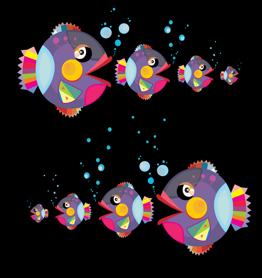 animal background school fish icon colorful dark design