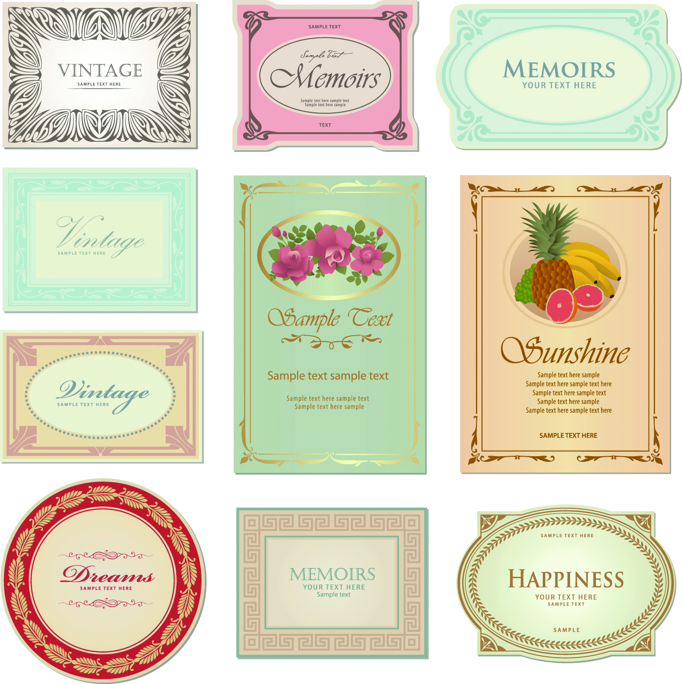 border templates classical colored decor