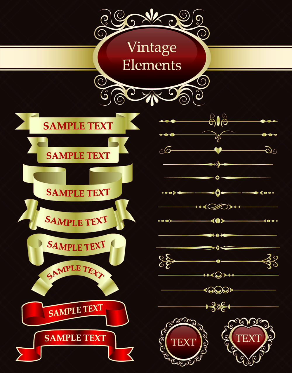 document decoration design elements shiny colored vintage design