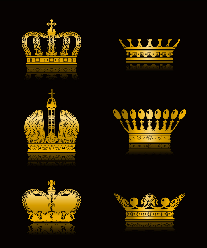 crown icons vintage golden design