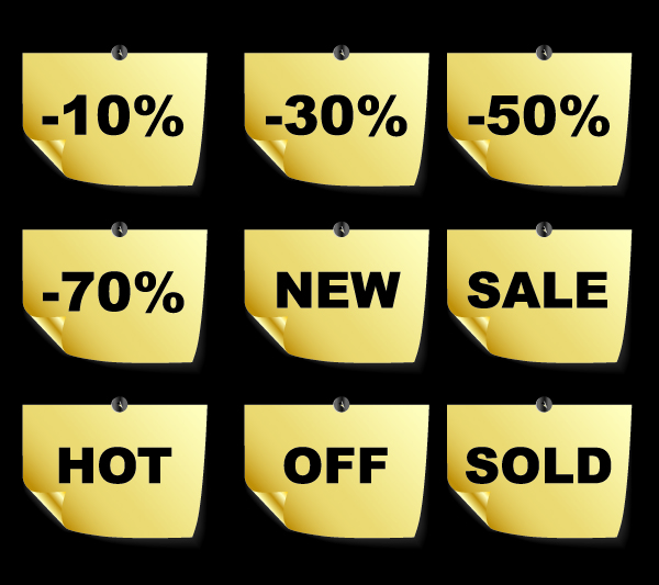 sales stickers templates yellow sheets 3d design