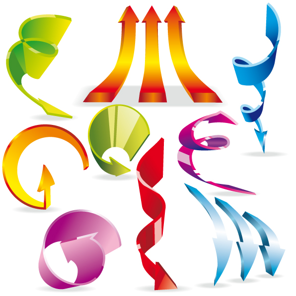 decorative arrow icons shiny colorful modern 3d design