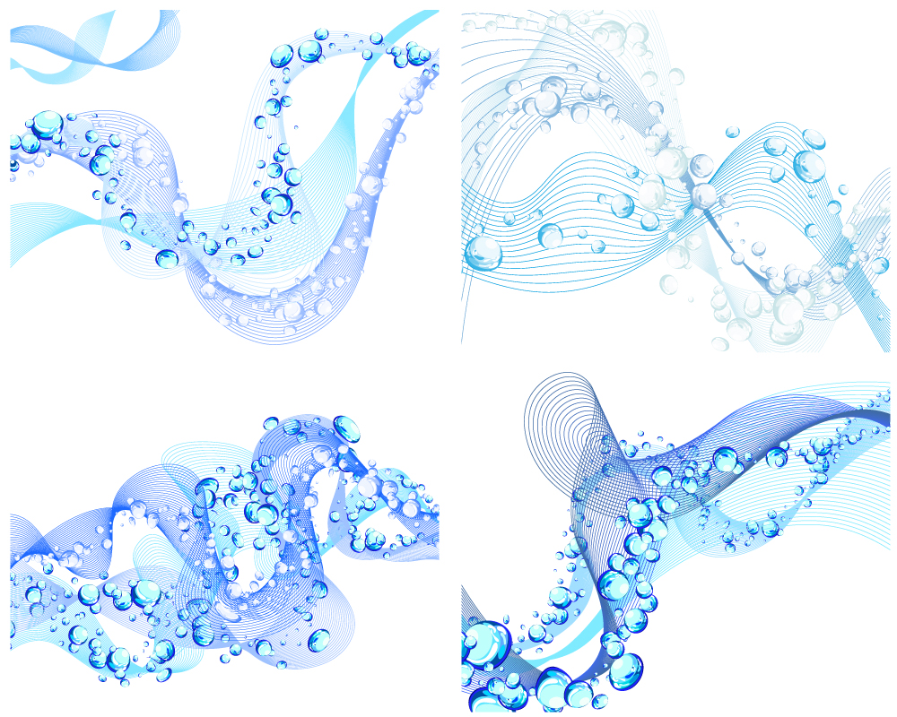 dynamic background sets blue curves bubbles icons decor