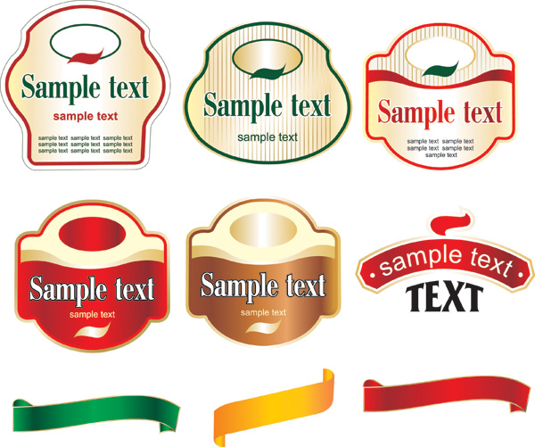 sticker design elements multicolored badge ribbon design