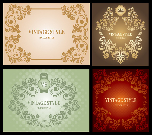 decorative pattern sets retro seamless symmetrical curves decor