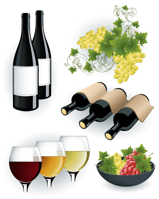 wine advertising background bottles grape icons colored 3d