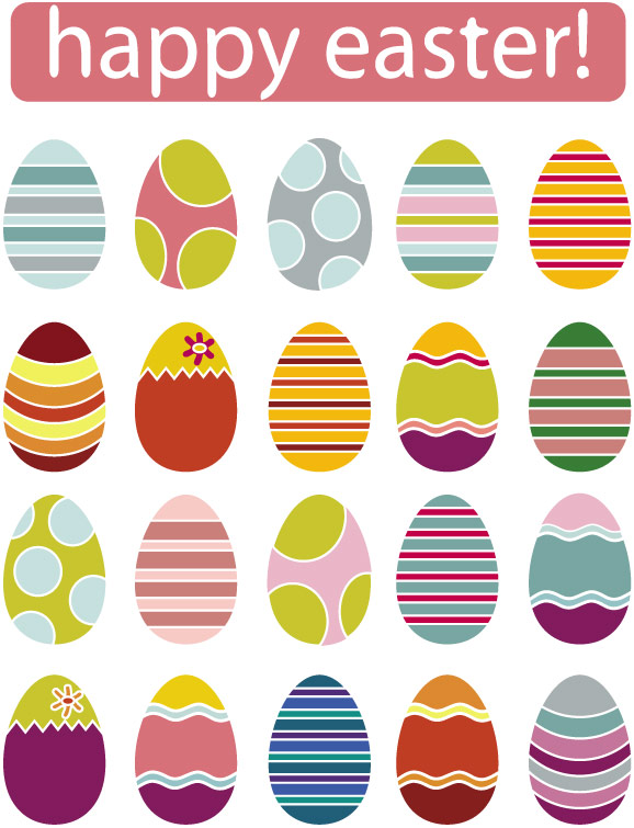 easter banner colorful decorated eggs flat design