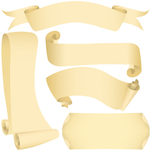 paper ribbon icons 3d yelllow sketch