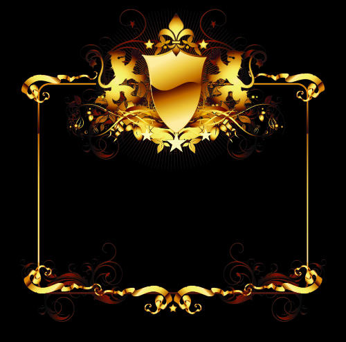 frame template shiny golden seamless decor