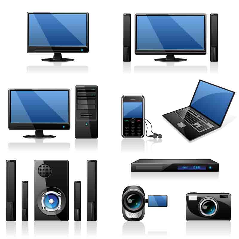 electronic appliance icons shiny modern design