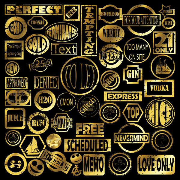 seal templates collection golden retro design text ornament