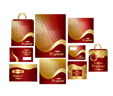 decorative pattern templates red golden design elegant curves