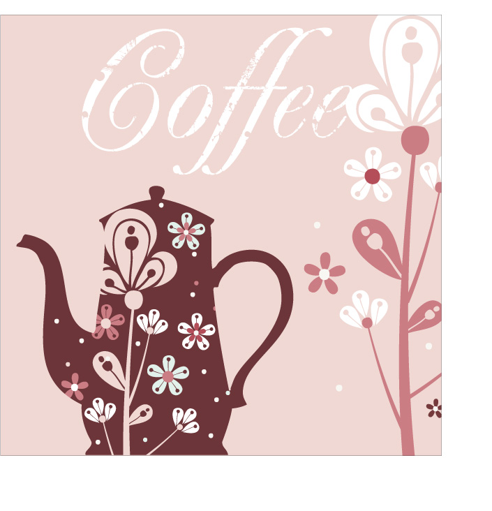 coffee background pot flower icons sketch classical design