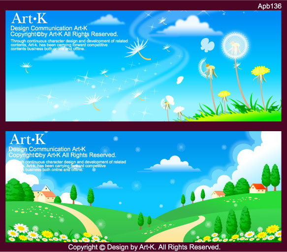 landscape background sets colorful modern cartoon design