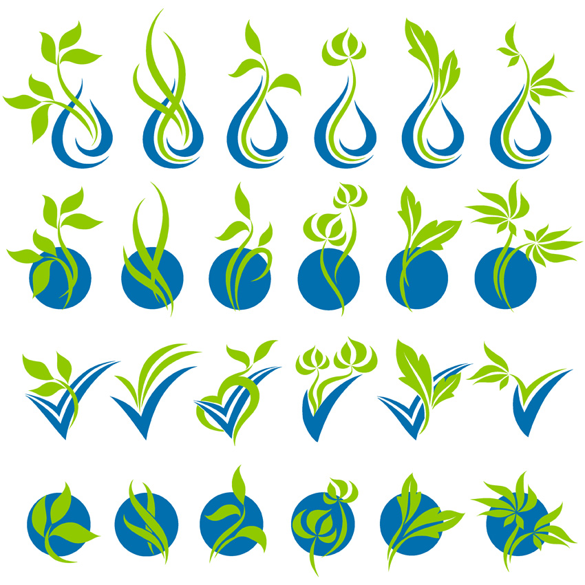 plants design elements curves decor green blue design