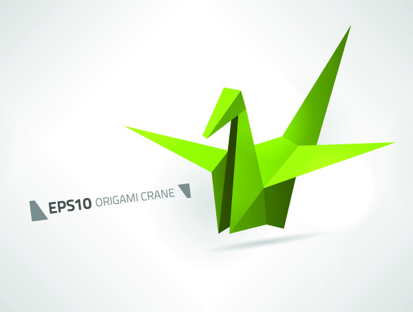 bird background 3d origami design green ornament