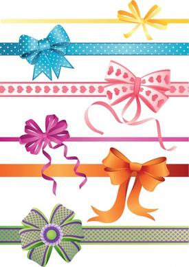 decorative bow icons colorful 3d design