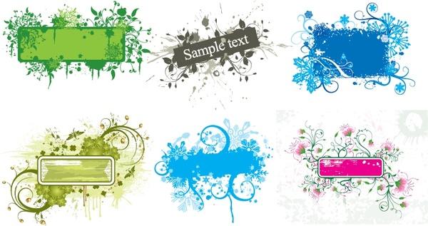 decorative border templates flowers grunge decor