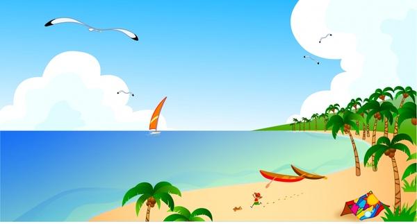 tropical sea scene painting multicolored modern design