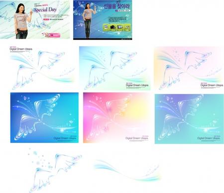 wings background sets sparkling transparent decor