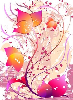 flowers background multicolored messy grunge ornament