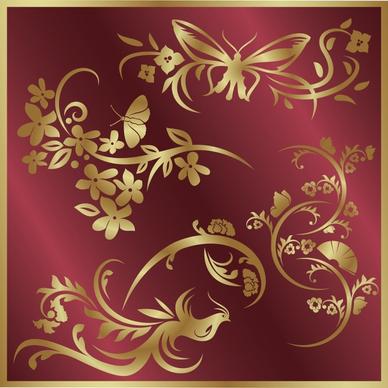 decorative background golden retro oriental decor