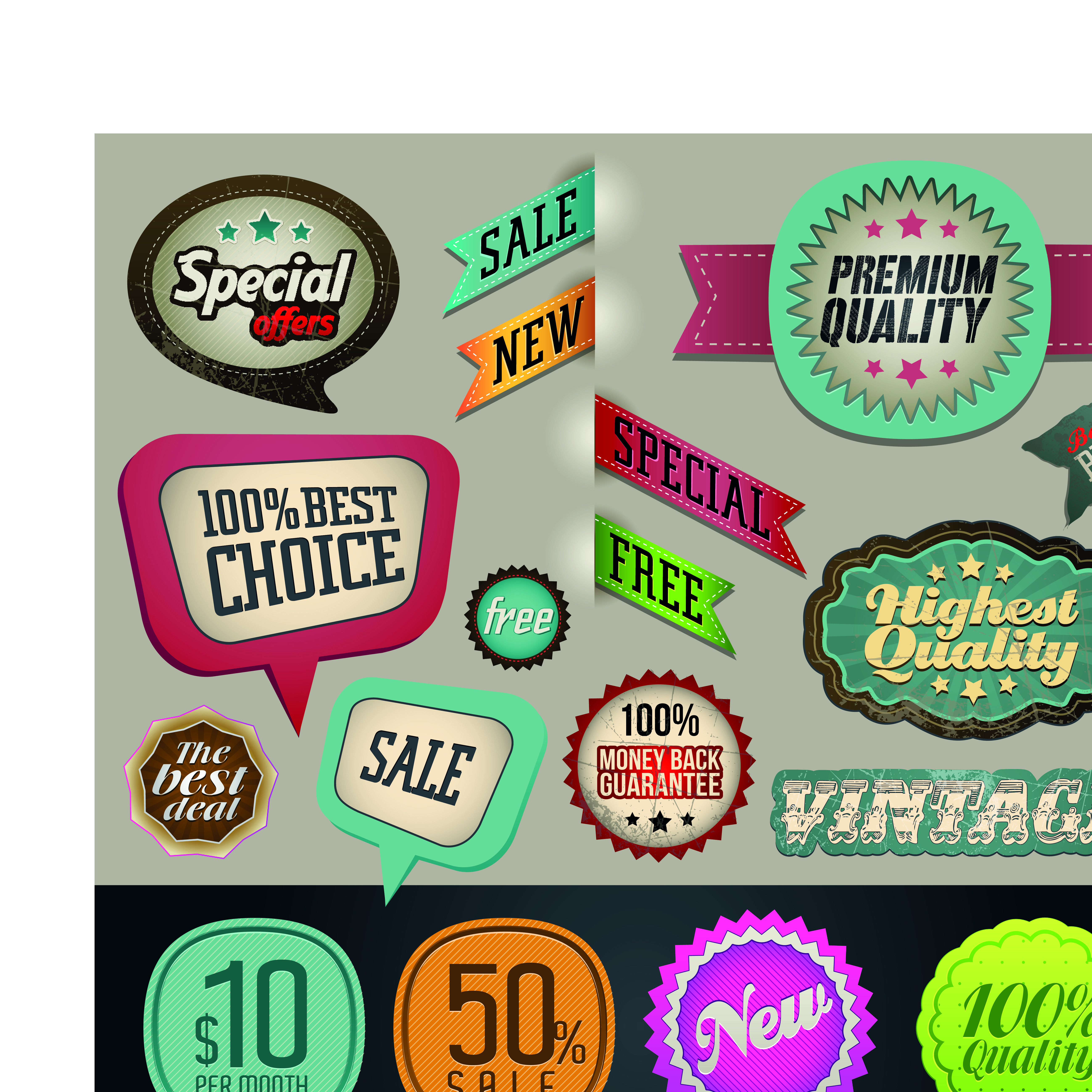 classic label stickers 03 vector