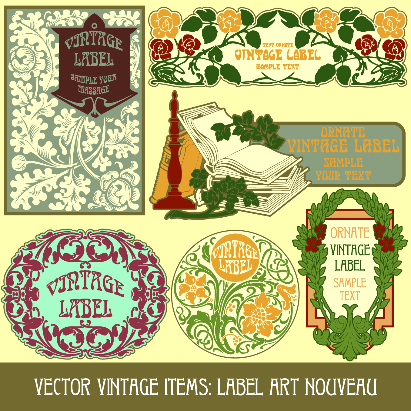 exquisite pattern stickers 03 vector