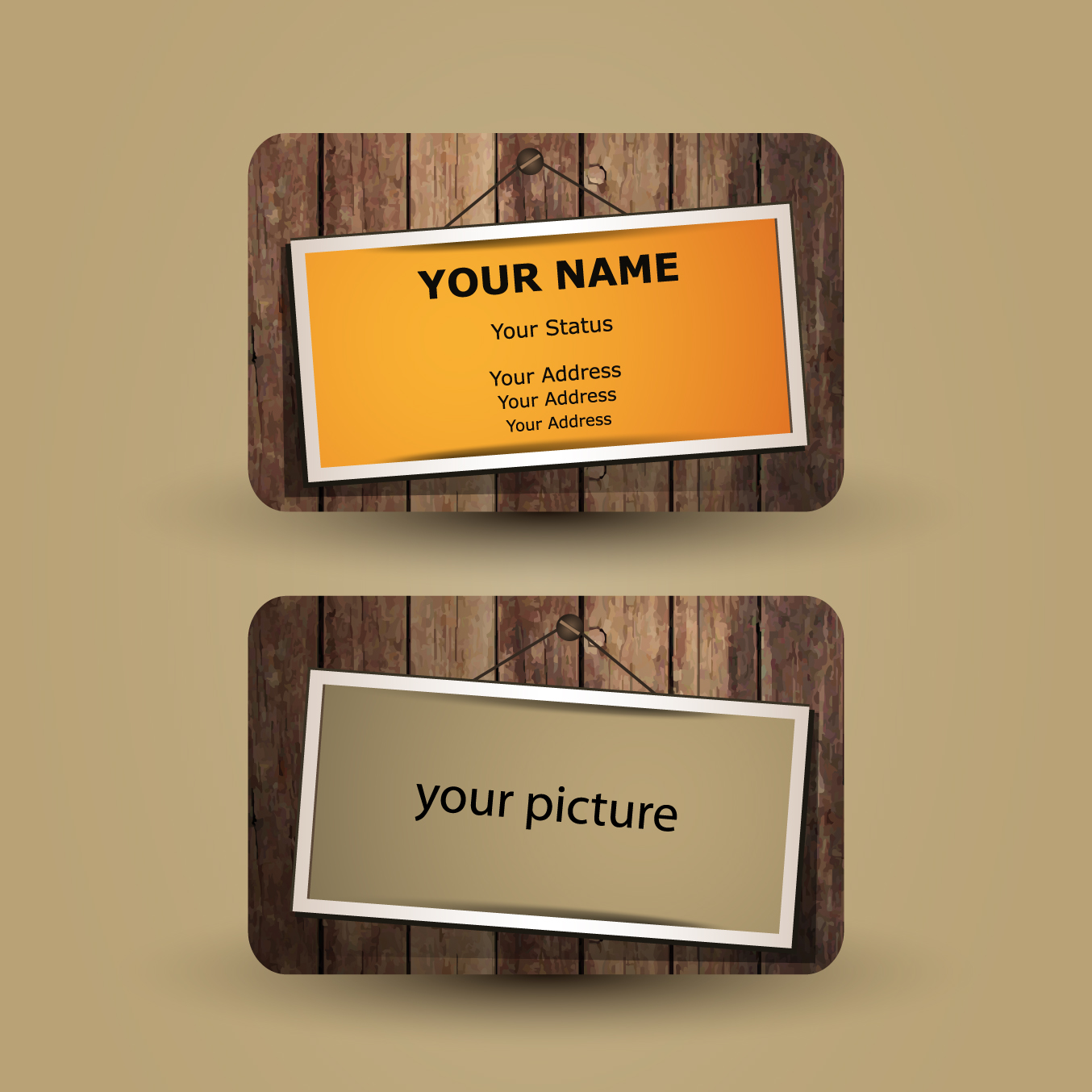 the retro wooden cards 01 vector