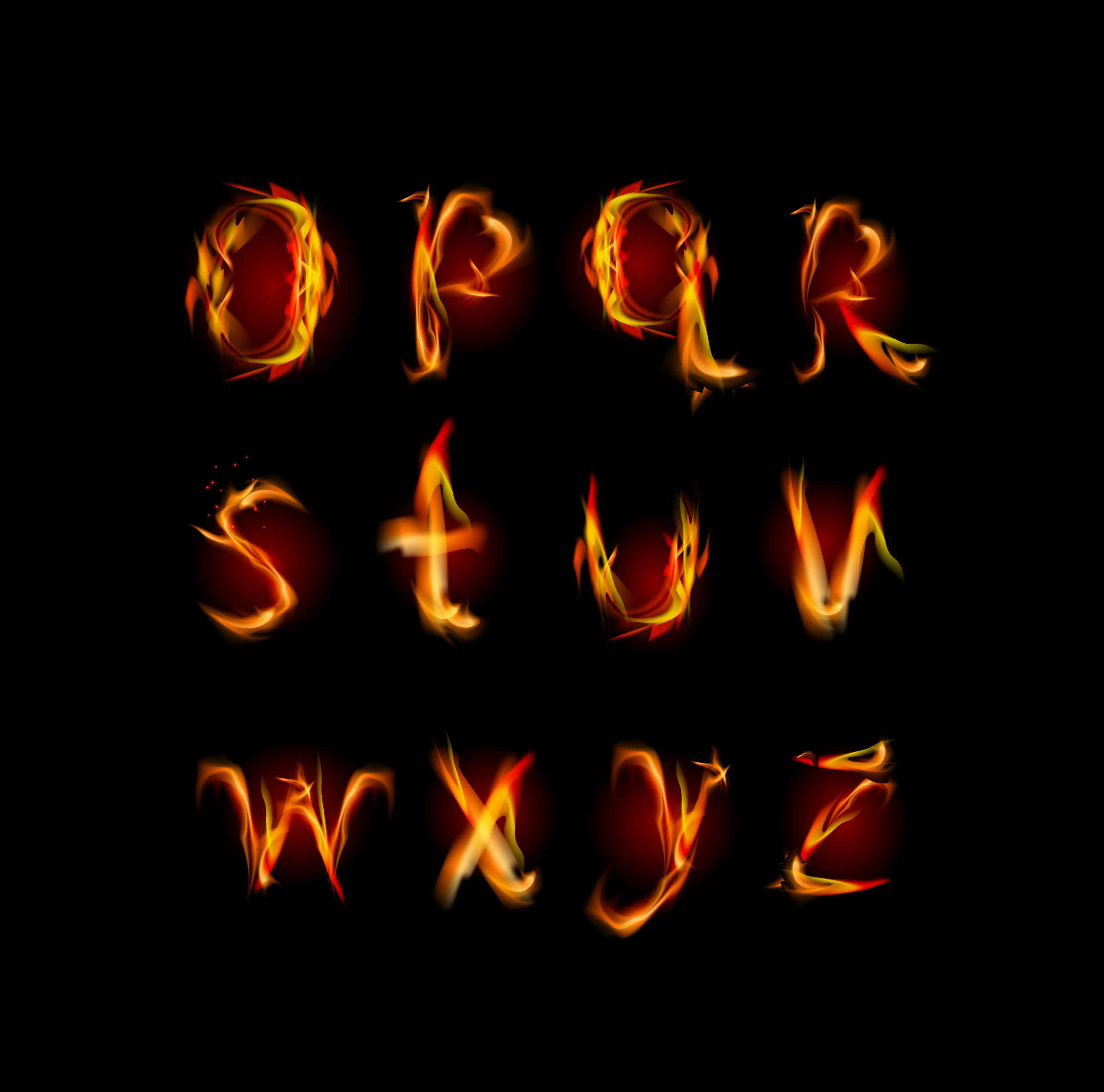 flame english letters 01 vector