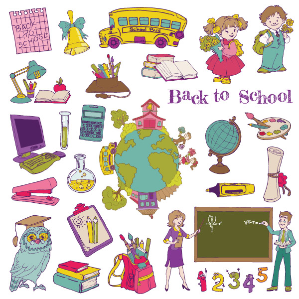 cartoon school theme graphics vector 1