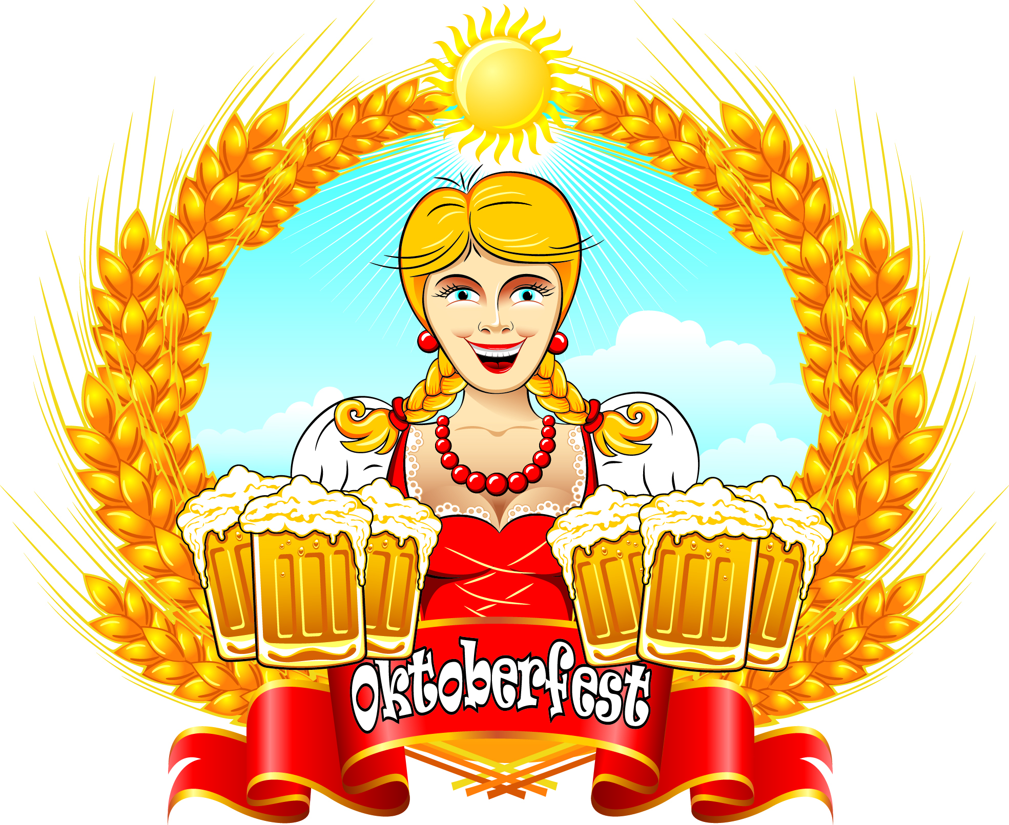 cartoon beer girl 02 vector